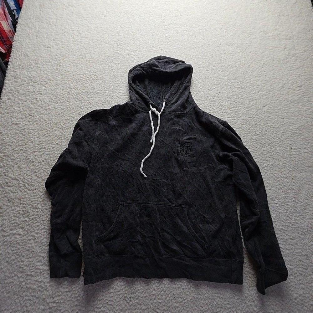 Independent Trading Company Hoodie Mens Medium Gray Fleece Pullover STL Logo